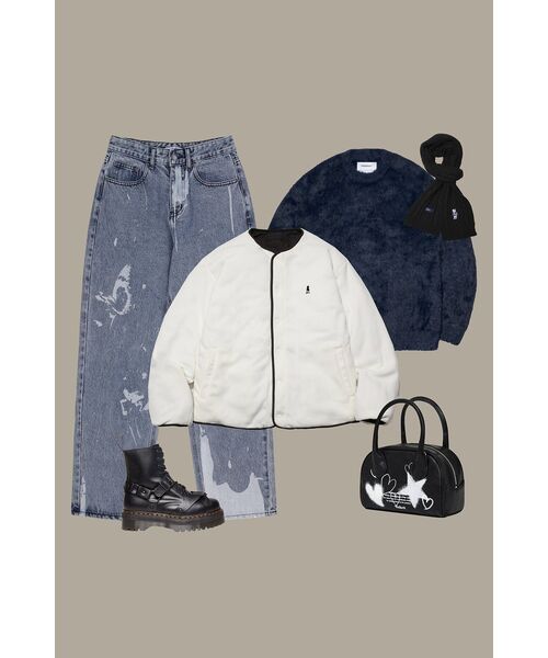 CROPPED HAIRY KNIT - DARK NAVY（ニット/セーター）｜NOMANUAL