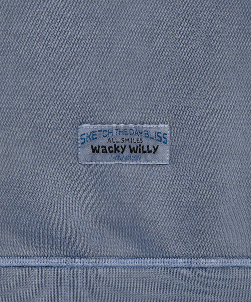 Wacky WiLLy(ワッキーウィリー)の「タイポグラフィックピグメントマンツーマンブルー(スウェット・レディース・その他・SMALL/MEDIUM/LARGE/X-LARGE)」の7枚目の写真