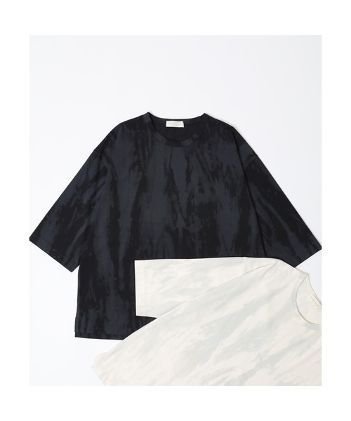 many men many mind(メニーメンメニーマインド)の「MANYMENMANYMINDS カスレプリント/7分袖/グランジ/Tシャツ(Tシャツ/カットソー・メンズ・アイボリー/ブラック・L/M)」の2枚目の写真