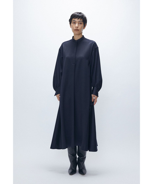 【極美品】 プルミエアロンディスモン 23AW ウールサテンシャツワンピース 黒 ウールサテンシャツワンピース（ドレス）｜1er Arrondissement