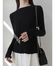 amel（エイメル）の「メロウラインレースリブニット / ブラック（ニット/セーター）」
