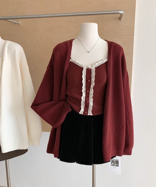 MAISON DE THERESE(メゾン ド テレーズ)の「レース編みキャミと長袖カーディガンのツーウェイセット(カーディガン/ボレロ・レディース・ブラック/ワイン/グレー/グリーン/パープル/アイボリー・M)」の20枚目の写真