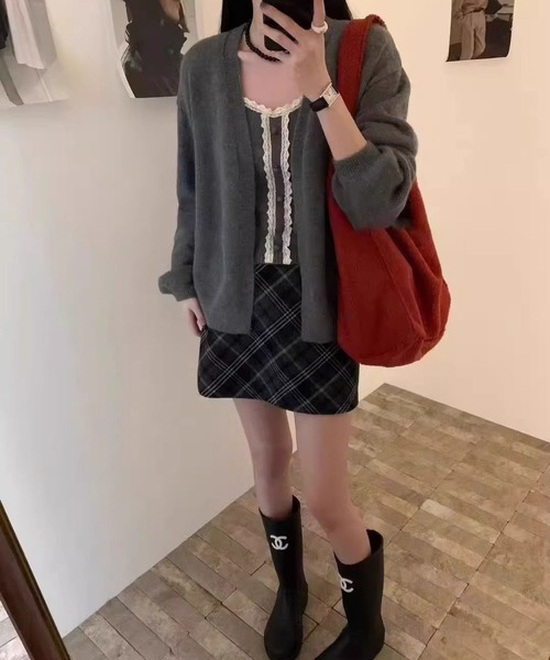 MAISON DE THERESE(メゾン ド テレーズ)の「レース編みキャミと長袖カーディガンのツーウェイセット(カーディガン/ボレロ・レディース・ブラック/ワイン/グレー/グリーン/パープル/アイボリー・M)」の10枚目の写真