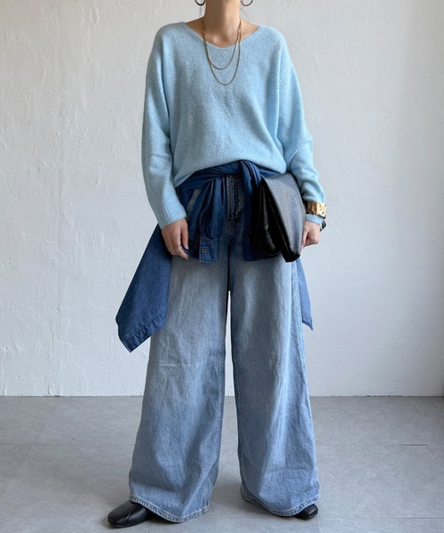 LBC（エルビーシー）の「アンゴラコンVネックニット（ニット/セーター・レディース・ベージュ/パープル/グリーン/ライトブルー/グレー・M/L）」の22枚目の写真