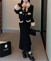 Y2K 【上品な韓国コーデに◎】 ファージャケットセットアップ