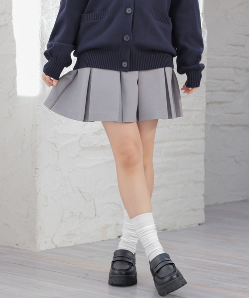 HOMME GIRLS グレー ミニスカート XS 太ベルトプリーツミニスカート/MAJESTIC LEGON(マジェスティックレゴン