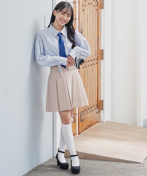 Honeys(ハニーズ)の「裏地パンツ付ミニスカート(スカート・レディース・ベージュ/ブラック/杢グレー・S/M/L/LL)」の15枚目の写真