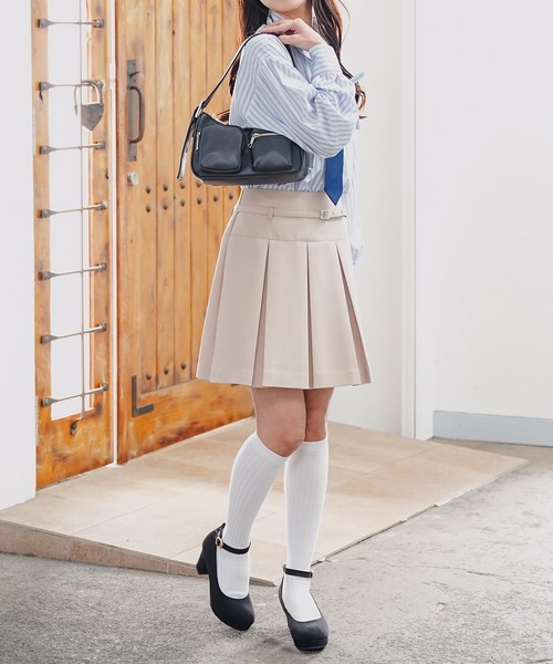 Honeys(ハニーズ)の「裏地パンツ付ミニスカート(スカート・レディース・ベージュ/ブラック/杢グレー・S/M/L/LL)」の18枚目の写真