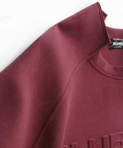 Dalfwin(ダールフィン)の「韓国ファッション BLUREMO変形襟エンボス加工ロゴスウェット(スウェット・レディース・ブラック/ワインレッド・FREE)」の8枚目の写真