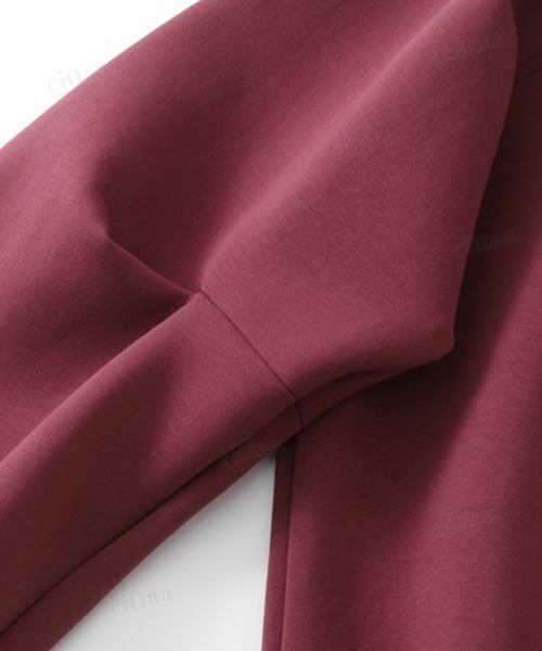 Dalfwin(ダールフィン)の「韓国ファッション BLUREMO変形襟エンボス加工ロゴスウェット(スウェット・レディース・ブラック/ワインレッド・FREE)」の3枚目の写真