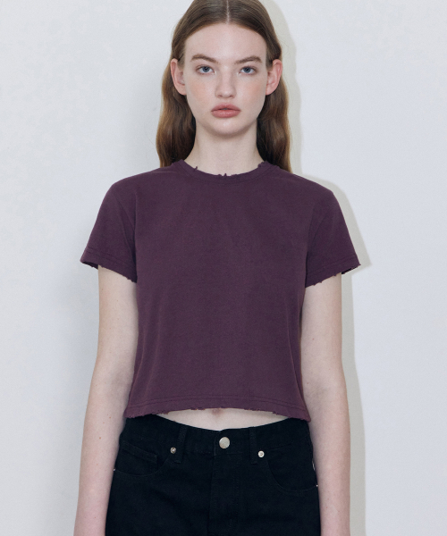 LADY VOLUME(レディーボリューム)の「ディストレストウォッシングTシャツ(バーガンディ)(Tシャツ/カットソー・レディース・その他・SMALL/MEDIUM)」の1枚目の写真