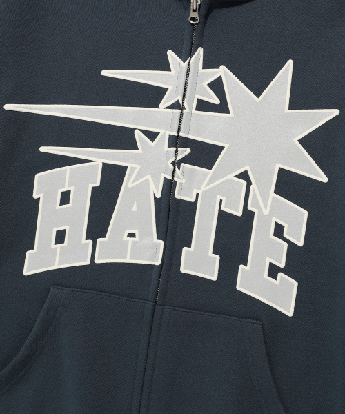 NICE GHOST CLUB（ナイスゴーストクラブ）の「3STARS HATE HOODIE ZIP UP_NAVY(NG2EFUM481A)（パーカー・レディース・ネイビー・SMALL/MEDIUM/LARGE）」の4枚目の写真