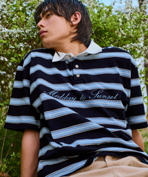 MIDSUN（ミッドサン）の「Halcyon Stripe Polo-Navy（Tシャツ/カットソー）」