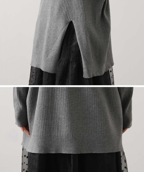 セール】タートルアシメスリットチュニック（ニット/セーター