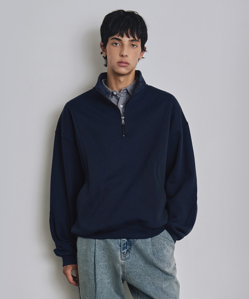COSTUME O’CLOCK(コスチュームオクロック)の「カーブド起毛ハーフジップスウェット 3 COLOR COOSTS261(スウェット・メンズ・ブラック/ネイビー/グレー・LARGE/SMALL/MEDIUM)」の8枚目の写真