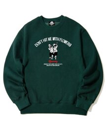 DONT HIT ME WITH FLOWERS GRAPHIC クルーネック - グリーン