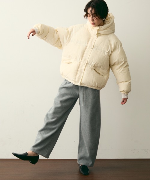 Trish（トリッシュ）の「フードパフィーショートジャケット（ダウンジャケット/コート・レディース・ブラック/ホワイト/ブラウン・FREE）」の14枚目の写真