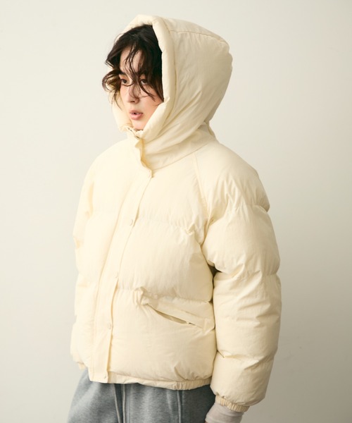 Trish（トリッシュ）の「フードパフィーショートジャケット（ダウンジャケット/コート・レディース・ブラック/ホワイト/ブラウン・FREE）」の20枚目の写真