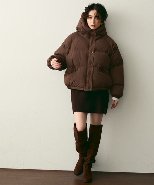 Trish（トリッシュ）の「フードパフィーショートジャケット（ダウンジャケット/コート・レディース・ブラック/ホワイト/ブラウン・FREE）」の22枚目の写真