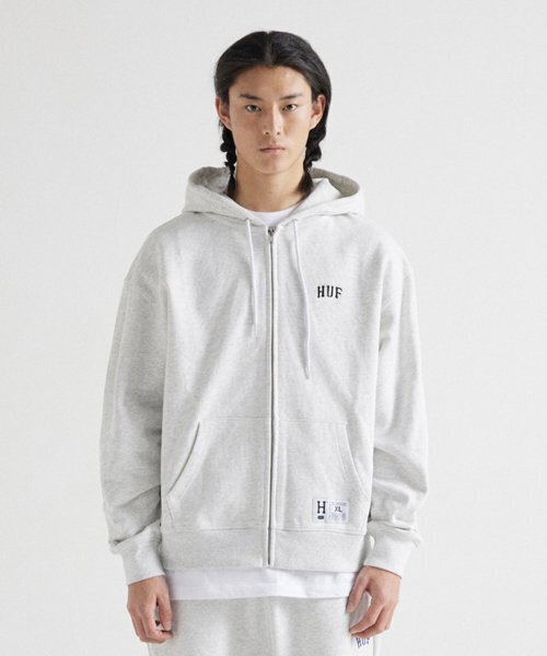 HUF（ハフ）の「HUF ARCH LOGO HOODIE ZIP UP [MELANGE GREY]（パーカー・レディース・その他・MEDIUM/LARGE/XX-LARGE）」の5枚目の写真