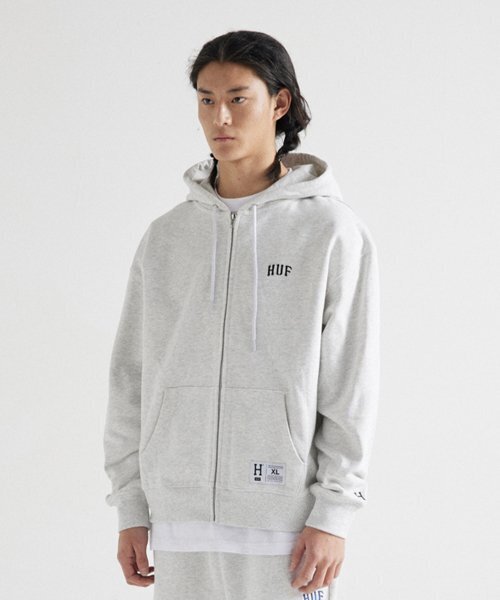 HUF（ハフ）の「HUF ARCH LOGO HOODIE ZIP UP [MELANGE GREY]（パーカー・レディース・その他・MEDIUM/LARGE/XX-LARGE）」の6枚目の写真