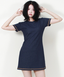 DEMARC（ドゥマーク）の「GIRLY CHIC STITCH MINI DRESS NAVY（ワンピース）」