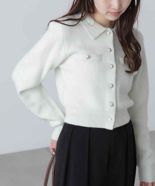 FREE'S MART（フリーズマート）の「◆金ボタン前あきポロニット（ニット/セーター・レディース・グレー/ネイビー/ホワイト/ブラウン/ライトグリーン・FREE）」の19枚目の写真