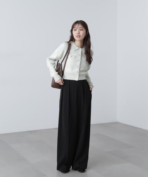 FREE'S MART（フリーズマート）の「◆金ボタン前あきポロニット（ニット/セーター・レディース・グレー/ネイビー/ホワイト/ブラウン/ライトグリーン・FREE）」の20枚目の写真