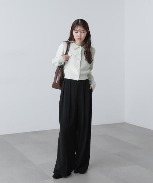 FREE'S MART（フリーズマート）の「◆金ボタン前あきポロニット（ニット/セーター・レディース・グレー/ネイビー/ホワイト/ブラウン/ライトグリーン・FREE）」の21枚目の写真