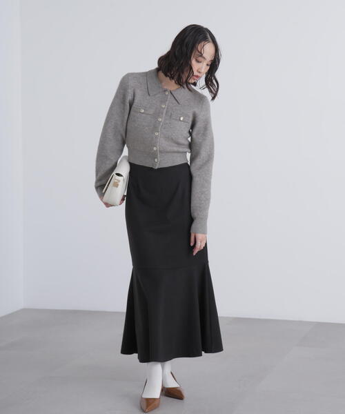 FREE'S MART（フリーズマート）の「◆金ボタン前あきポロニット（ニット/セーター・レディース・グレー/ネイビー/ホワイト/ブラウン/ライトグリーン/イエロー・FREE）」の22枚目の写真