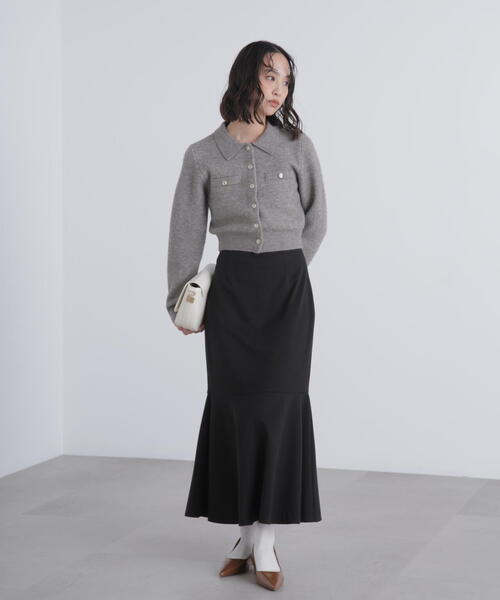 FREE'S MART（フリーズマート）の「◆金ボタン前あきポロニット（ニット/セーター・レディース・グレー/ネイビー/ホワイト/ブラウン/ライトグリーン/イエロー・FREE）」の21枚目の写真