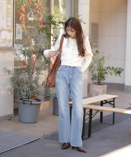 FREE'S MART（フリーズマート）の「◆金ボタン前あきポロニット（ニット/セーター・レディース・グレー/ネイビー/ホワイト/ブラウン/ライトグリーン/イエロー・FREE）」の16枚目の写真