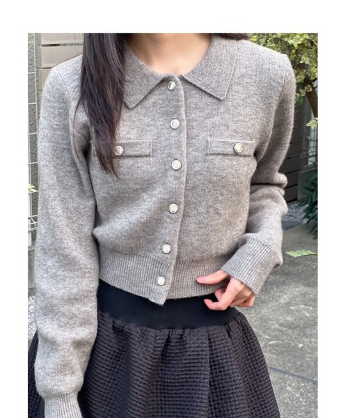 FREE'S MART（フリーズマート）の「◆金ボタン前あきポロニット（ニット/セーター・レディース・グレー/ネイビー/ホワイト/ブラウン/ライトグリーン・FREE）」の11枚目の写真