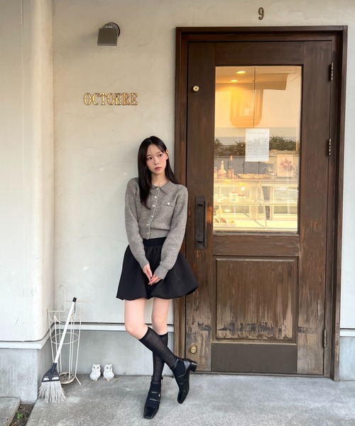 FREE'S MART（フリーズマート）の「◆金ボタン前あきポロニット（ニット/セーター・レディース・グレー/ネイビー/ホワイト/ブラウン/ライトグリーン・FREE）」の6枚目の写真