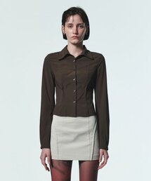 CURRENT（カレント）の「PINTUCK DETAIL FITTED SHIRT [BROWN]（シャツ/ブラウス）」
