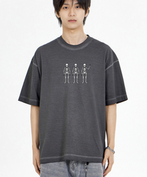 モンスター スケルトン ピグメント 半袖Tシャツ チャコール