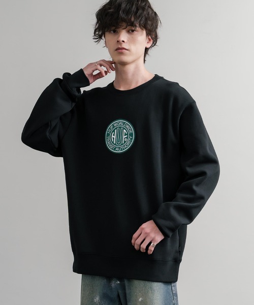 HUF(ハフ)の「HUF ハフ TRANSIT AUTHORITY CREWNECK オーバーサイズ裏起毛トレーナースウェット(スウェット・メンズ・ブラック/オフホワイト・M/L/XL)」の9枚目の写真