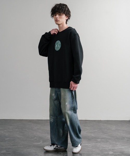 HUF(ハフ)の「HUF ハフ TRANSIT AUTHORITY CREWNECK オーバーサイズ裏起毛トレーナースウェット(スウェット・メンズ・ブラック/オフホワイト・M/L/XL)」の10枚目の写真