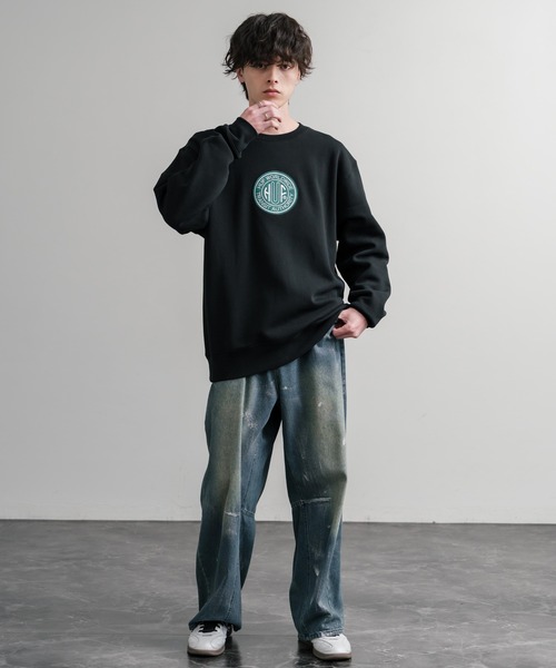 HUF(ハフ)の「HUF ハフ TRANSIT AUTHORITY CREWNECK オーバーサイズ裏起毛トレーナースウェット(スウェット・メンズ・ブラック/オフホワイト・M/L/XL)」の11枚目の写真