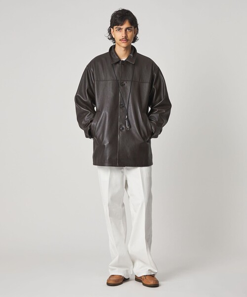 Steven Alan＞ シボ シープレザー カーコート（カバーオール）｜Steven