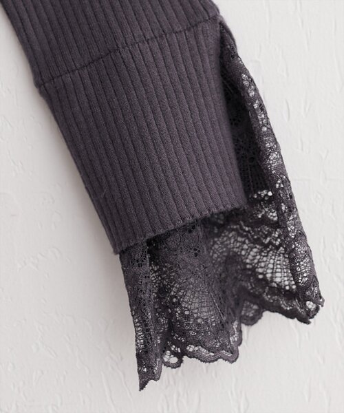 natural couture（ナチュラルクチュール）の「袖口レースニットワンピース（ワンピース・レディース・チャコールグレー/ブラック/モカ/ラベンダー・FREE）」の11枚目の写真