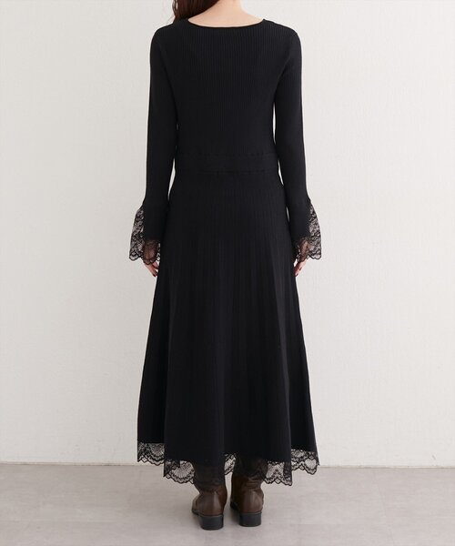 セール】袖口レースニットワンピース（ワンピース）｜natural couture