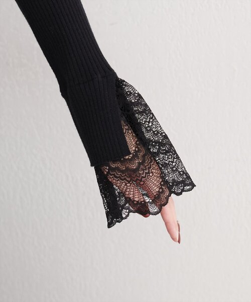 natural couture（ナチュラルクチュール）の「袖口レースニットワンピース（ワンピース・レディース・チャコールグレー/ブラック/モカ/ラベンダー・FREE）」の22枚目の写真