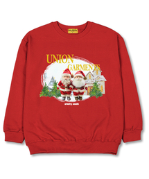ツーサンタオーバーサイズマンツーマンクリスマスTシャツ[裏毛]レッド