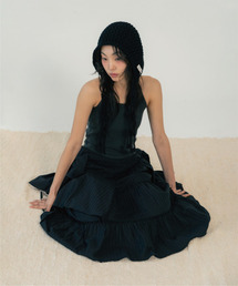 JACQUARD TIERED SKIRT (BLACK)