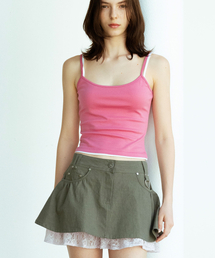 LILY LACE MINI SKIRT_KHAKI