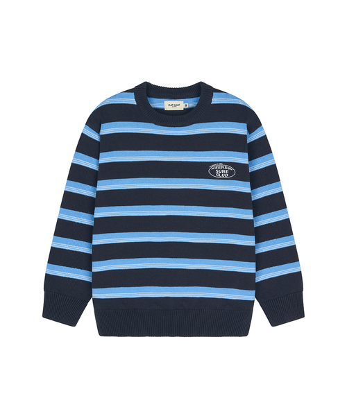 FLATWAVE IN SEOUL(フラットウェーブインソウル)の「Aav Stripe Vintage Cotton Round Knit Navy(ニット/セーター・メンズ・その他・MEDIUM/LARGE)」の1枚目の写真