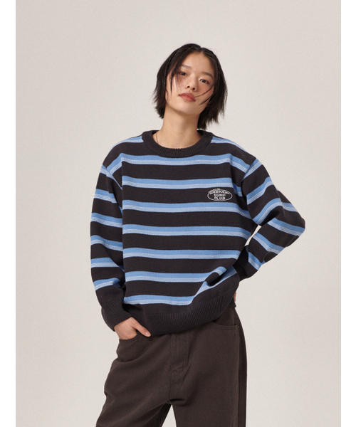 FLATWAVE IN SEOUL(フラットウェーブインソウル)の「Aav Stripe Vintage Cotton Round Knit Navy(ニット/セーター・メンズ・その他・MEDIUM/LARGE)」の4枚目の写真