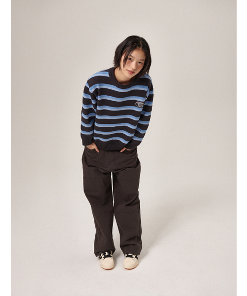 FLATWAVE IN SEOUL(フラットウェーブインソウル)の「Aav Stripe Vintage Cotton Round Knit Navy(ニット/セーター・メンズ・その他・MEDIUM/LARGE)」の6枚目の写真