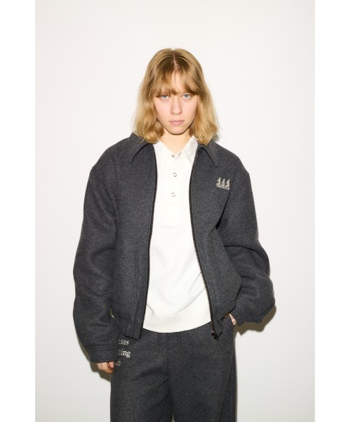 THROW by SLY(スローバイスライ)の「THROW Chaos Fishing Club ZIP BZ カオスフィッシングクラブ ジップブルゾン 秋服 冬服(ブルゾン・レディース・杢グレー/ネイビー・FREE)」の4枚目の写真